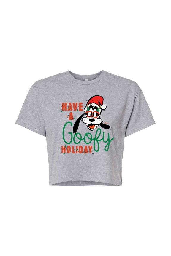 - Have A Goofy Holiday - Juniors Cropped Cotton Blend T-Shirt
