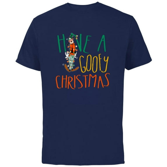 Disney Have a Goofy Christmas Tangled Lights Funny - Short Sleeve Cotton T-Shirt for Adults - Customized-Navy