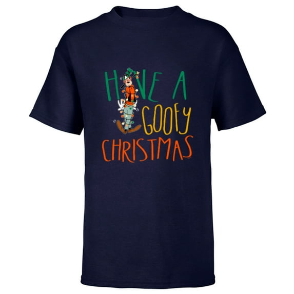 Disney Have a Goofy Christmas Tangled Lights Funny - Short Sleeve T-Shirt for Kids - Customized-Navy