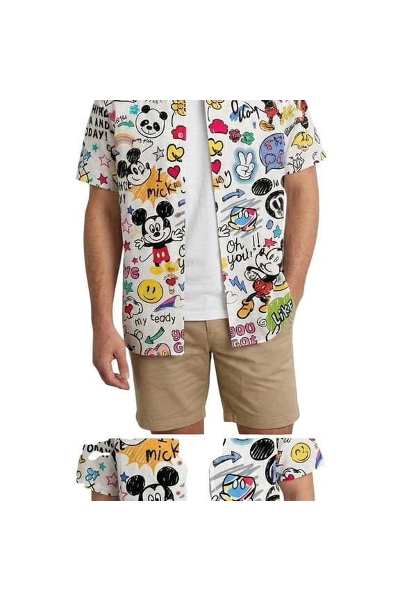 Disney Hawaiian Shirt , Aloha Hawaiian Shirt, Mickey Cartoon Hawaiian Shirt - Fun, Colorful Summer Vibes