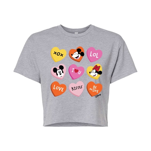 Disney - Heart Grid - Juniors Cropped Graphic T-Shirt