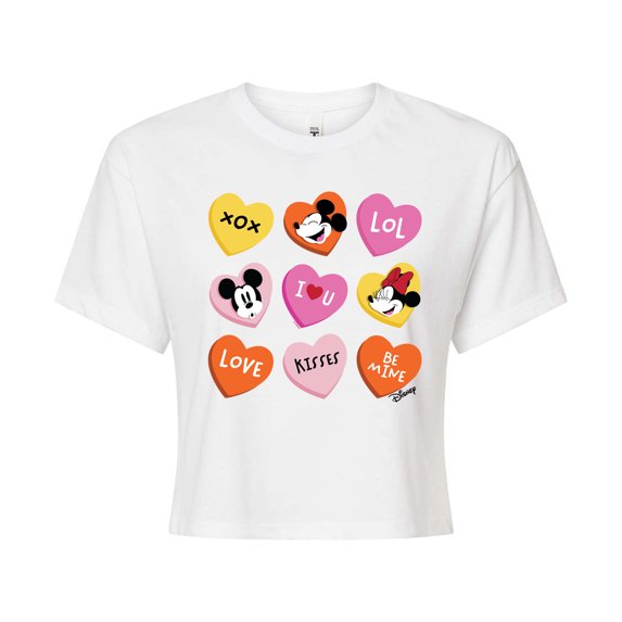 Disney - Heart Grid - Juniors Cropped Graphic T-Shirt