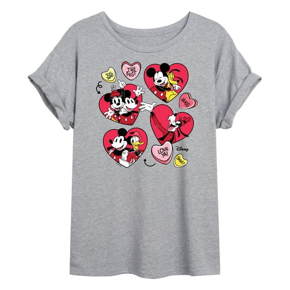 Disney - Heart Grid - Juniors Ideal Flowy Muscle T-Shirt