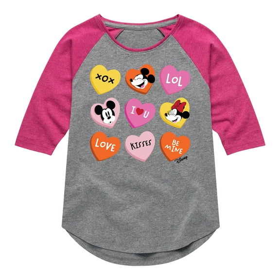 Disney - Heart Grid - Toddler & Youth Girls Raglan Graphic T-Shirt