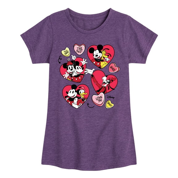 Disney - Heart Grid - Toddler & Youth Girls Short Sleeve Graphic T-Shirt