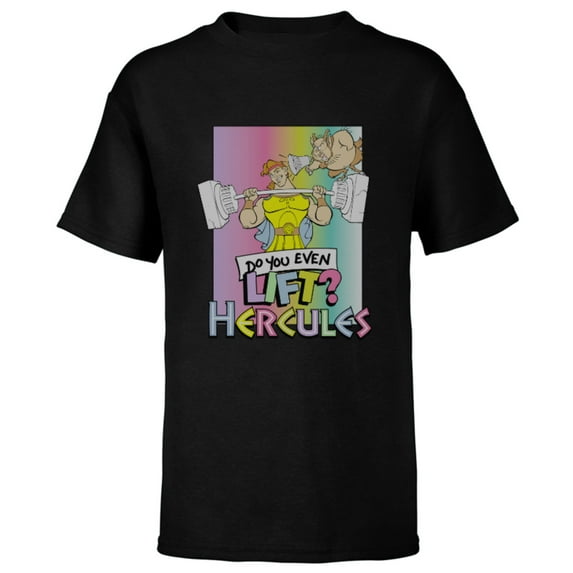 Disney Hercules Do You Even Lift 90s - Short Sleeve T-Shirt for Kids – Customized-Black