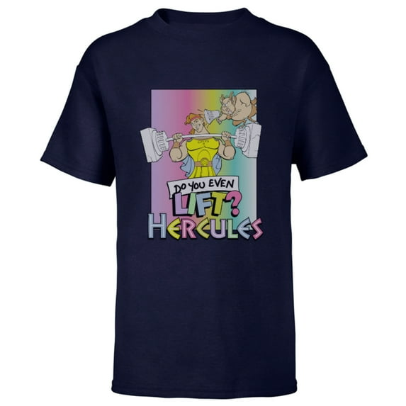 Disney Hercules Do You Even Lift 90s - Short Sleeve T-Shirt for Kids – Customized-Navy