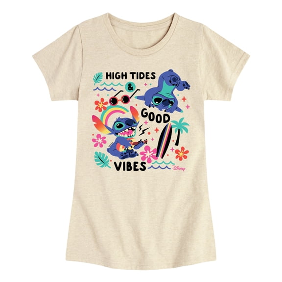 Disney - High Tides And Good Vibes- Youth Girls Short Sleeve T-Shirt