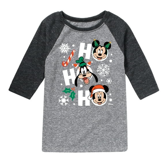 Disney - Ho Ho Ho Characters - Toddler & Youth Raglan Graphic T-Shirt