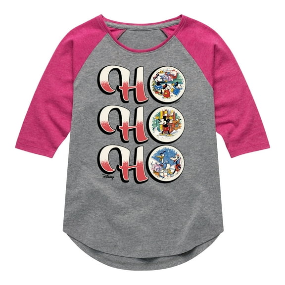Disney - Ho Ho Ho - Toddler & Youth Girls Raglan Graphic T-Shirt