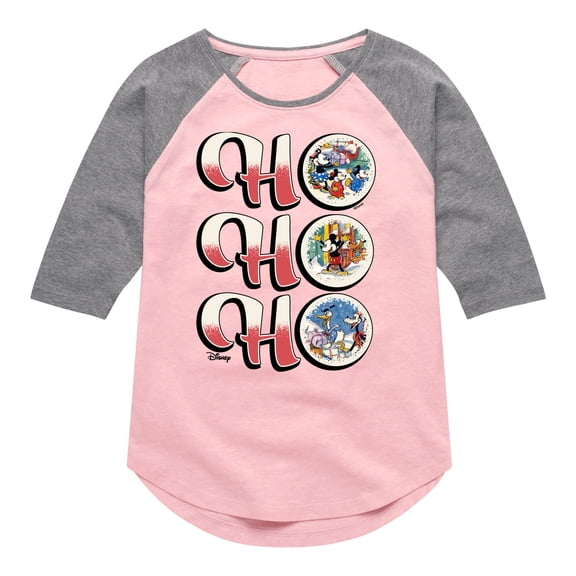 Disney - Ho Ho Ho - Toddler & Youth Girls Raglan Graphic T-Shirt