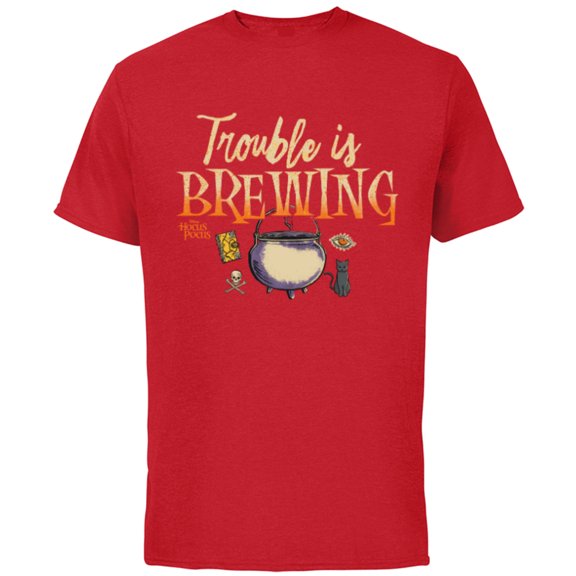 Disney Hocus Pocus Cauldron Trouble is Brewing - Short Sleeve Cotton T-Shirt for Adults - Customized-Red