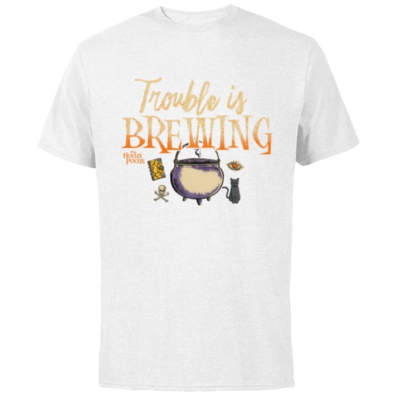 Disney Hocus Pocus Cauldron Trouble is Brewing - Short Sleeve Cotton T-Shirt for Adults - Customized-White