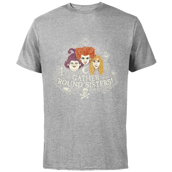 Disney Hocus Pocus Gather' Round Sanderson Sisters - Short Sleeve Cotton T-Shirt for Adults - Customized-Athletic Heather