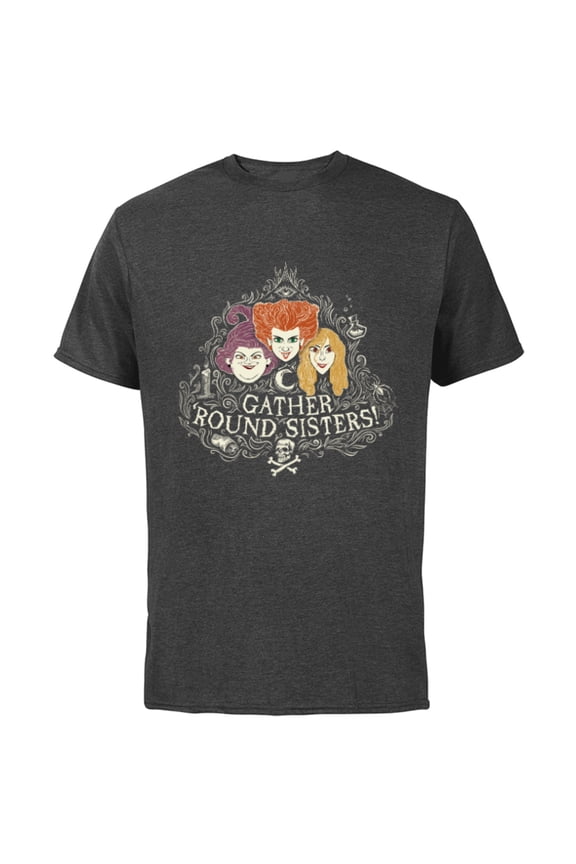Hocus Pocus Gather' Round Sanderson Sisters - Short Sleeve Cotton T-Shirt for Adults - Customized-Charcoal