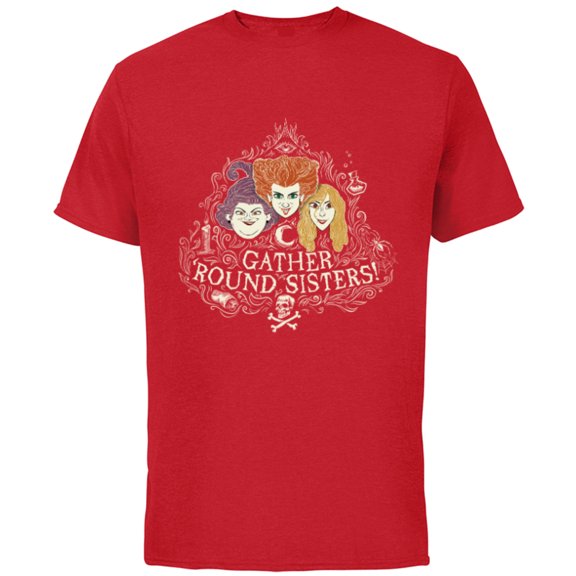 Disney Hocus Pocus Gather' Round Sanderson Sisters - Short Sleeve Cotton T-Shirt for Adults - Customized-Red