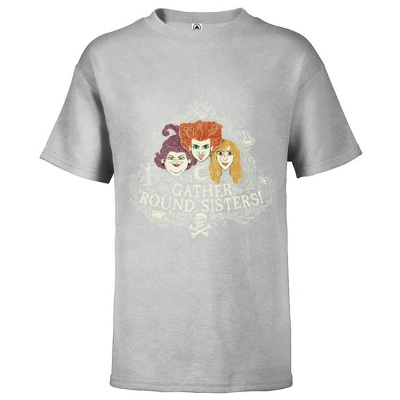 Disney Hocus Pocus Gather' Round Sanderson Sisters - Short Sleeve T-Shirt for Kids - Customized-Athletic Heather
