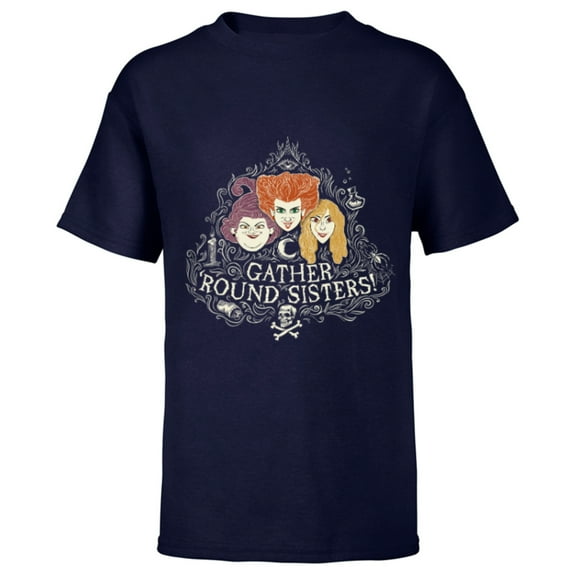 Disney Hocus Pocus Gather' Round Sanderson Sisters - Short Sleeve T-Shirt for Kids - Customized-Athletic Navy