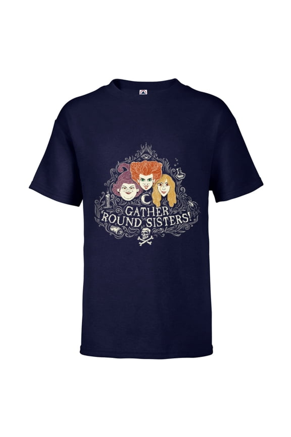 Hocus Pocus Gather' Round Sanderson Sisters - Short Sleeve T-Shirt for Kids - Customized-Athletic Navy
