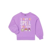Disney Hocus Pocus Girls Halloween Fleece Sweatshirt with Glitter, Sizes 4-16