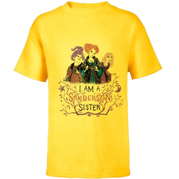 Disney Hocus Pocus I Am a Sanderson Sister - Short Sleeve T-Shirt for Kids - Customized-Yellow