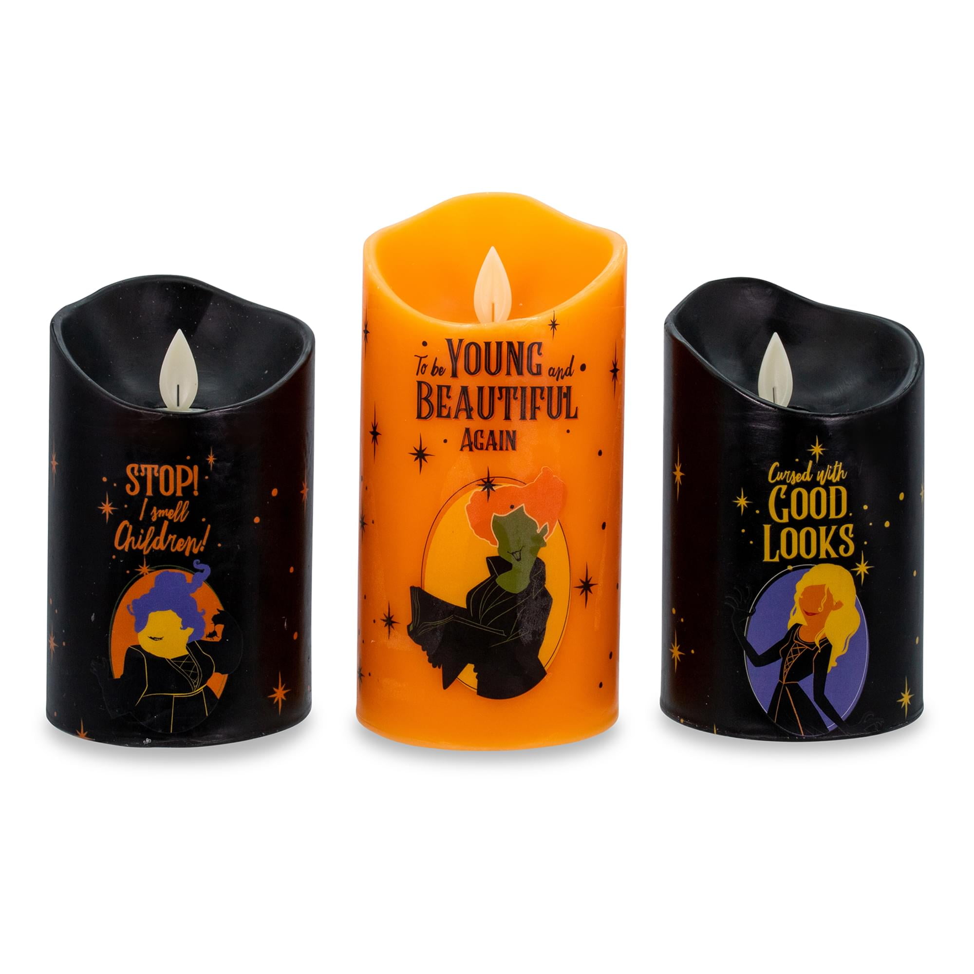 Disney Hocus Pocus LED Flickering Flameless Candles With Timers Set