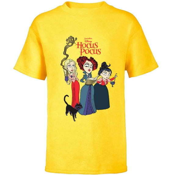 Disney Hocus Pocus Sanderson Sisters Witch - Short Sleeve T-Shirt for Kids - Customized-Yellow