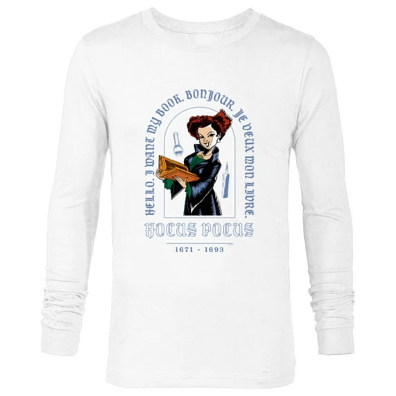 Disney Hocus Pocus Winifred Sanderson I Want My Book - Long Sleeve T-Shirt for Men - Customized-White