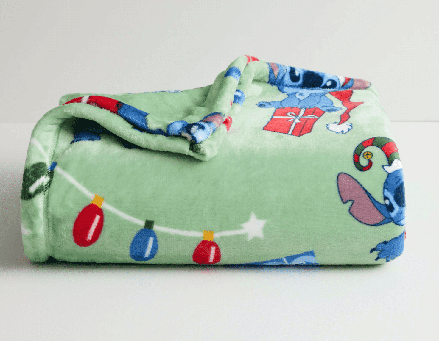 Big One Oversized Plush Disney Stitch Christmas Throw Blanket, Green 5'x6'