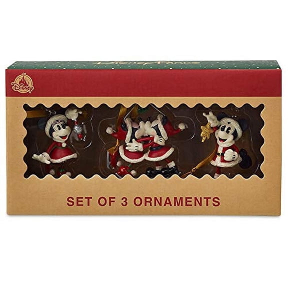 Disney Holiday Santa Mickey and Minnie Good Tidings 3-Piece Ornament Set