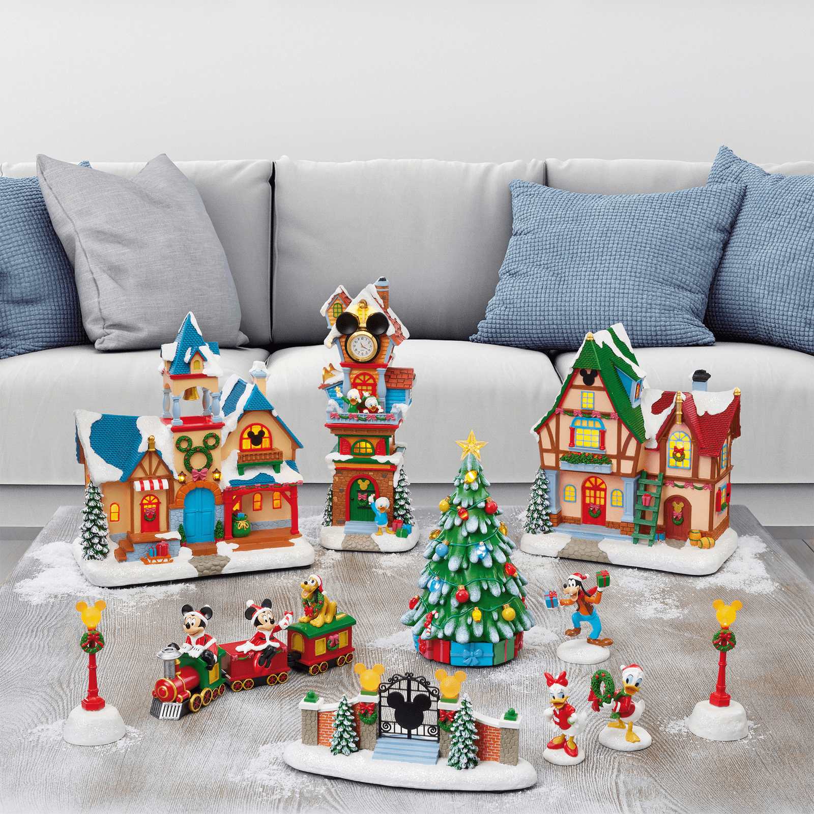 Disney 13Piece Holiday Village Set with Musical Indoor Characters Display