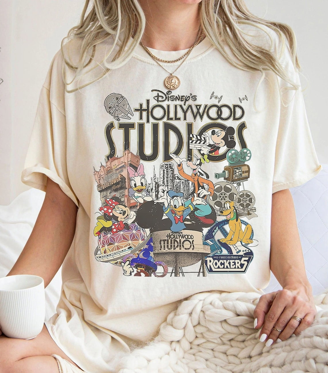 T-shirt Glam Rock 'Hollywood Burnouts' - Taille M - Noir - Coton - Occasion Très Bon état
