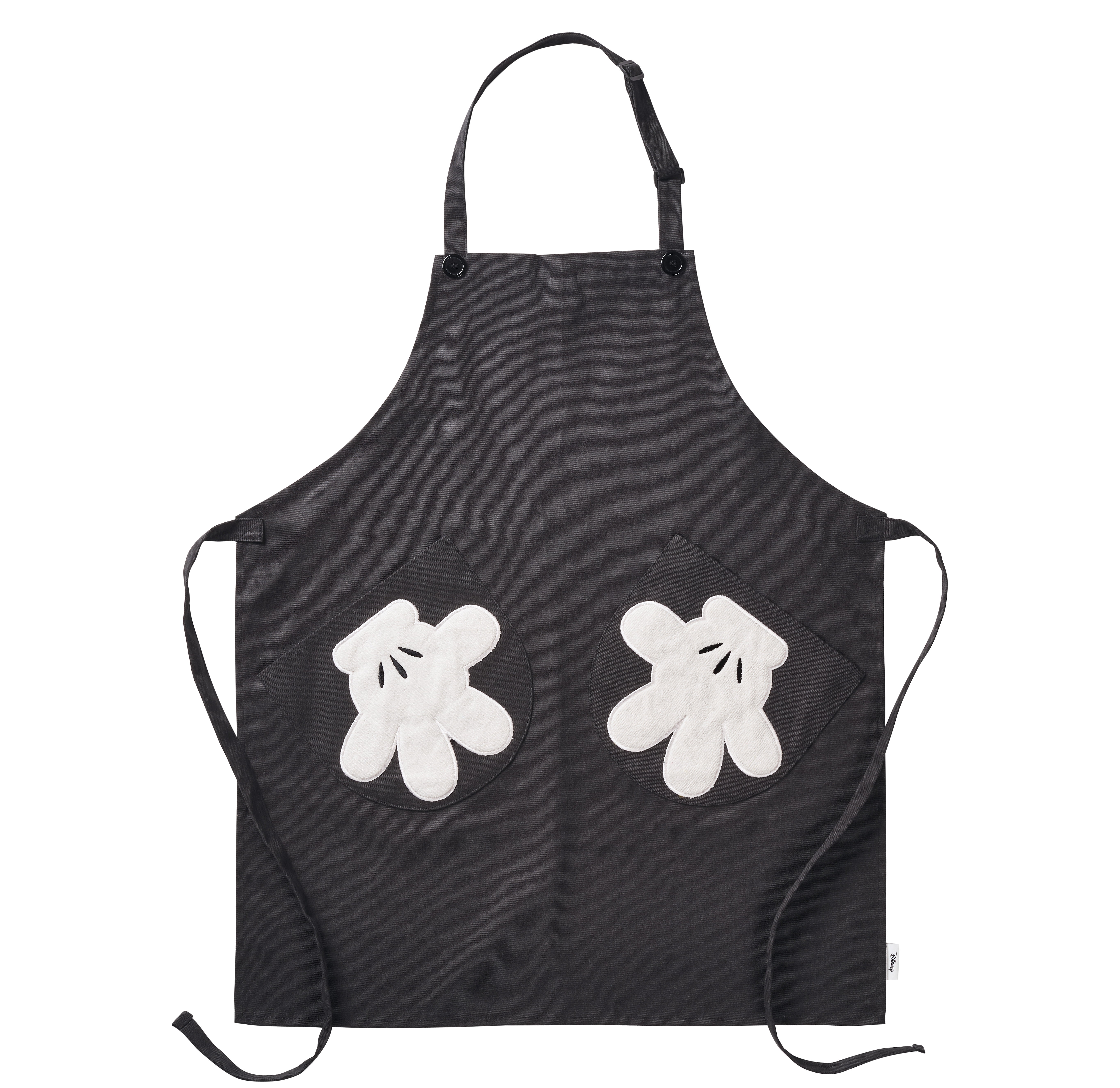 Disney Home Monochrome Cotton-Canvas Adjustable Apron with Glove Pockets, Washing-machine safe, Black