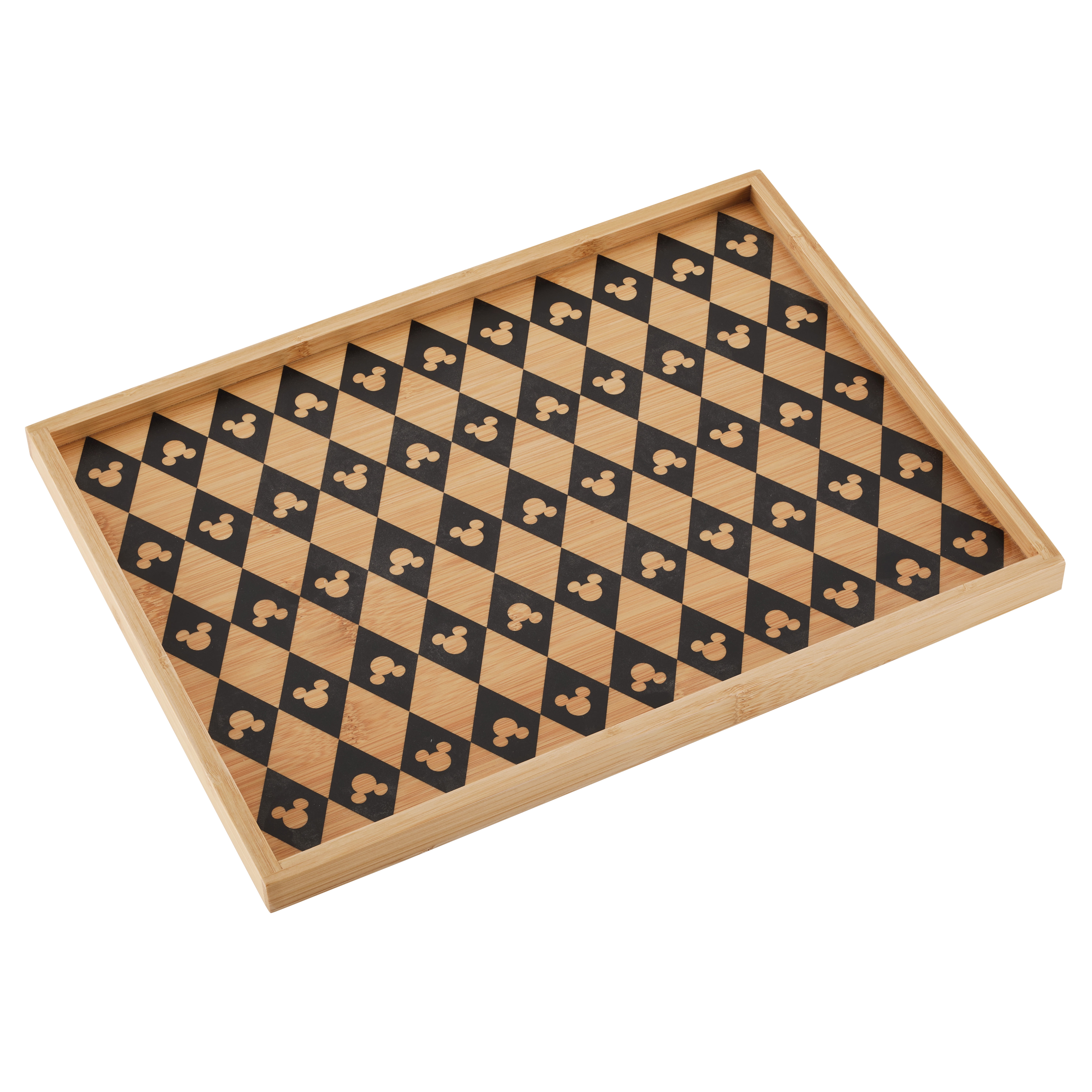 Disney Home Monochrome 13.7 Inch x 10.2 Inch, Large Serving Tray features Mickey’s iconic silhouette, Bamboo