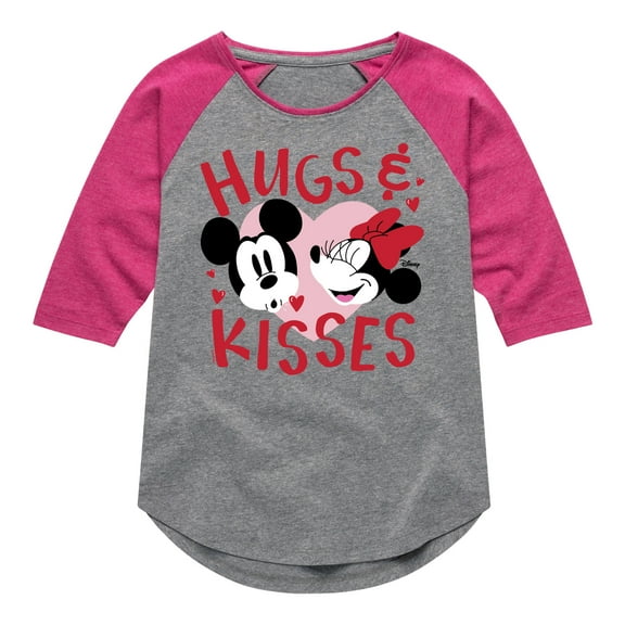 Disney - Hugs And Kisses - Toddler & Youth Girls Raglan Graphic T-Shirt