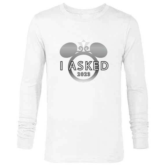 Disney I Asked 2023 Engagement Ring Proposal Mickey - Long Sleeve T-Shirt for Men - Customized-White