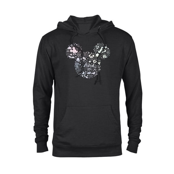Disney I Asked Engagement Proposal Mickey Head Icon - Pullover Hoodie for Adults - Customized-Black
