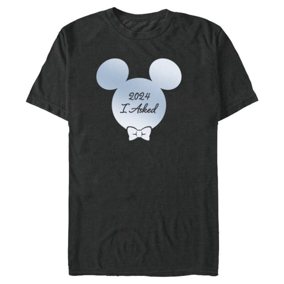 Disney I Asked Proposal Engagement Bow Tie Groom Mickey ‘24- Short Sleeve Blended T-Shirt for Adults - Customized-Dark Heather