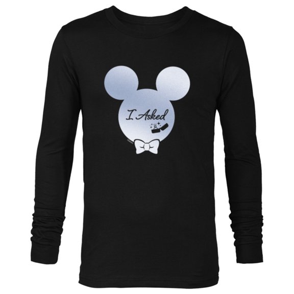 Disney I Asked Proposal Engagement Ring Bow Tie Mickey - Long Sleeve T-Shirt for Men - Customized-Black