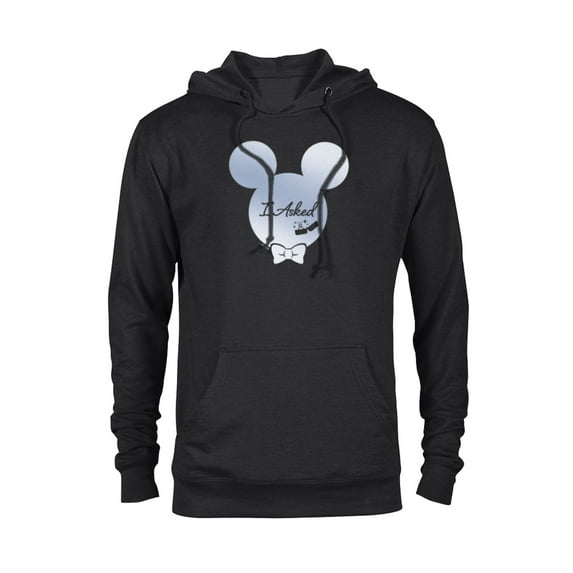 Disney I Asked Proposal Engagement Ring Bow Tie Mickey - Pullover Hoodie for Adults - Customized-Black