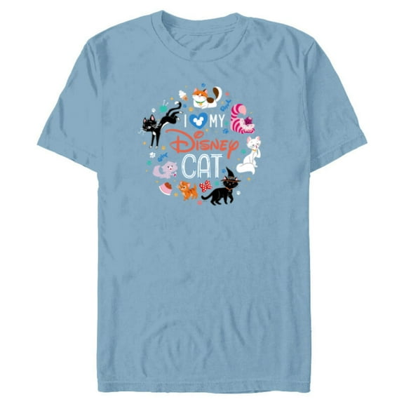 Disney I Love My Disney Cat - Short Sleeve Blended T-Shirt for Adults - Customized-Ocean Blue