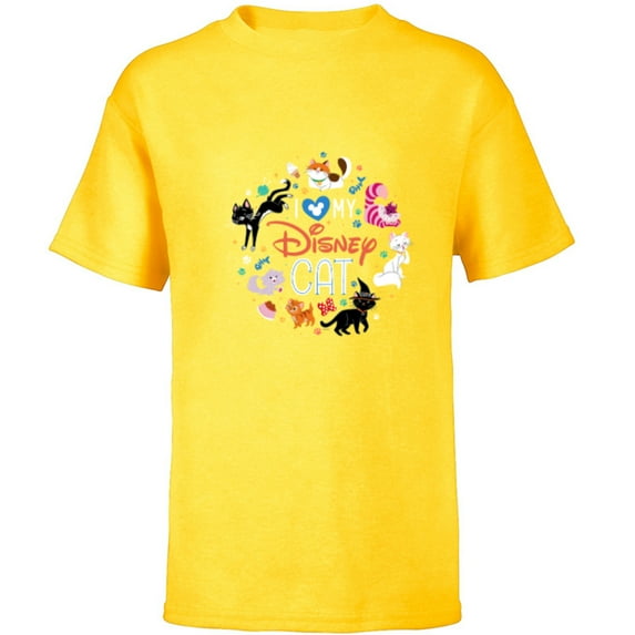 Disney I Love My Disney Cat - Short Sleeve T-Shirt for Kids - Customized-Yellow