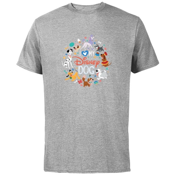 Disney I Love My Disney Dog - Short Sleeve Cotton T-Shirt for Adults - Customized-Athletic Heather