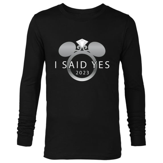Disney I Said Yes 2023 Engagement Ring Proposal Mickey - Long Sleeve T-Shirt for Men - Customized-Black