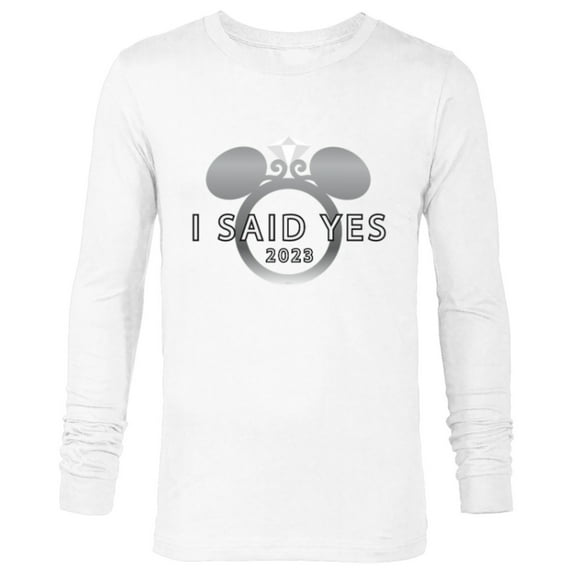 Disney I Said Yes 2023 Engagement Ring Proposal Mickey - Long Sleeve T-Shirt for Men - Customized-White
