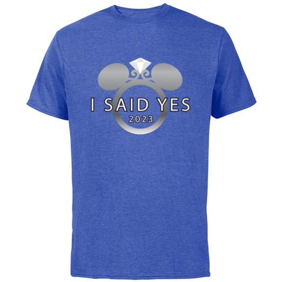Disney I Said Yes 2023 Engagement Ring Proposal Mickey - Short Sleeve Cotton T-Shirt for Adults - Customized-Royal Heather