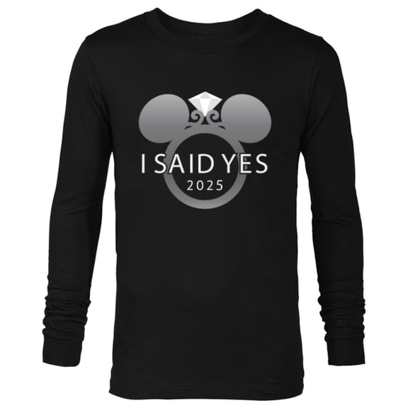 Disney I Said Yes 2025 Engagement Ring Proposal Mickey - Long Sleeve T-Shirt for Men - Customized-Black