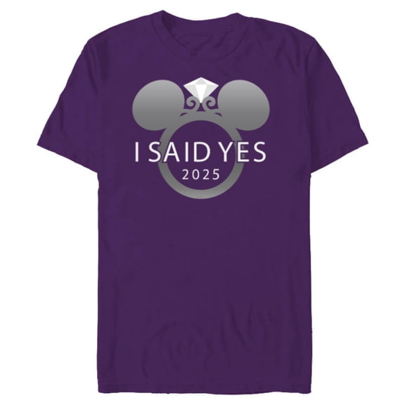 Disney I Said Yes 2025 Engagement Ring Proposal Mickey - Short Sleeve Blended T-Shirt for Adults - Customized-Purple