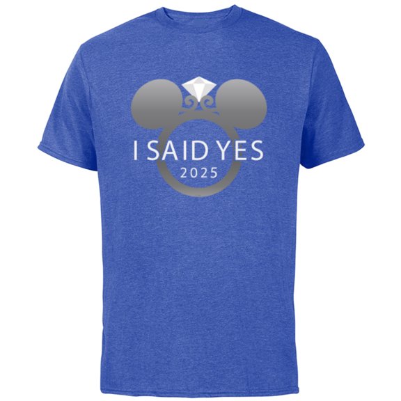 Disney I Said Yes 2025 Engagement Ring Proposal Mickey - Short Sleeve Cotton T-Shirt for Adults - Customized-Royal Heather