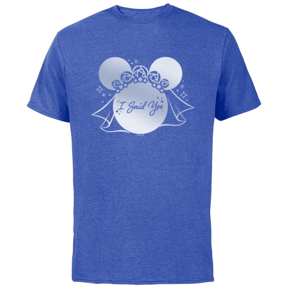 Disney I Said Yes Proposal Engagement Bridal Veil Minnie - Short Sleeve Cotton T-Shirt for Adults - Customized-Royal Heather